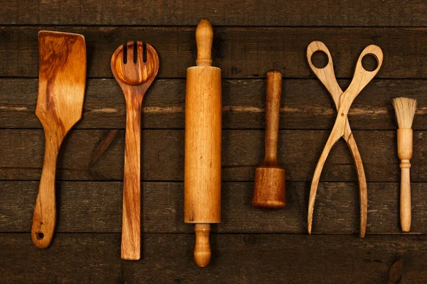 Utensílios de cozinha de madeira — Fotografia de Stock