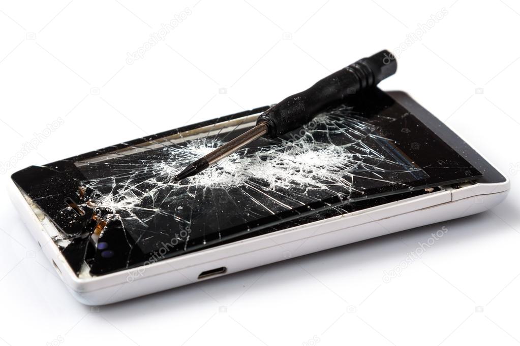 Smartphone with cracked display