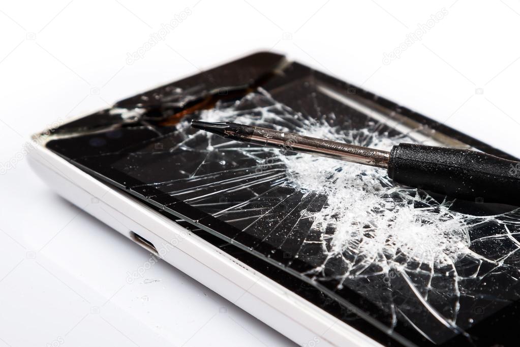 Smartphone with cracked display
