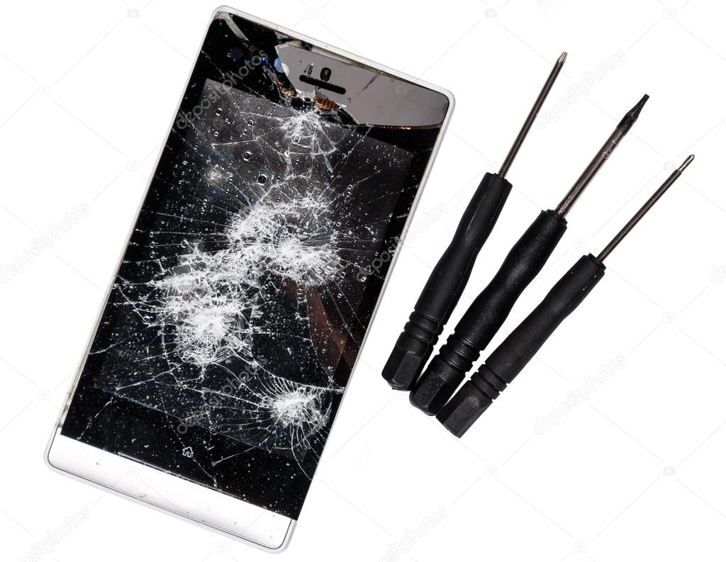 Smartphone with cracked display