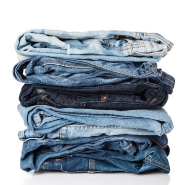 Mavi jeans yığını