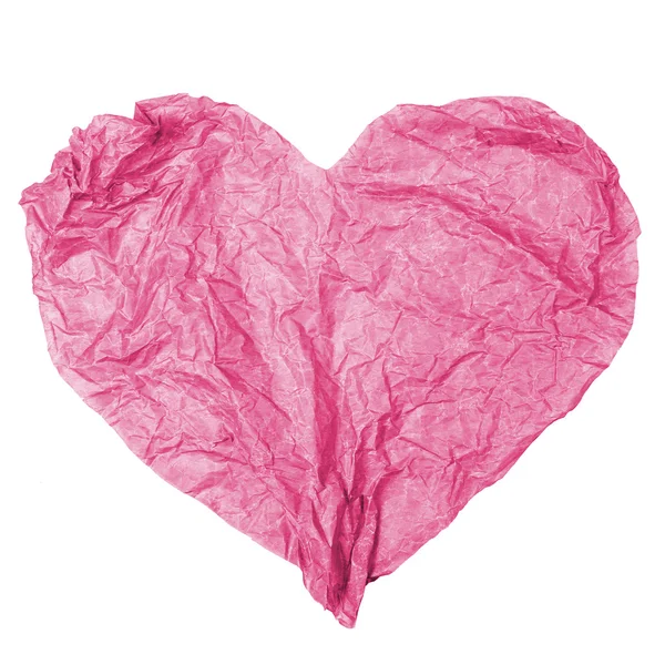 Piece of crumpled paper in heart shape — Stockfoto