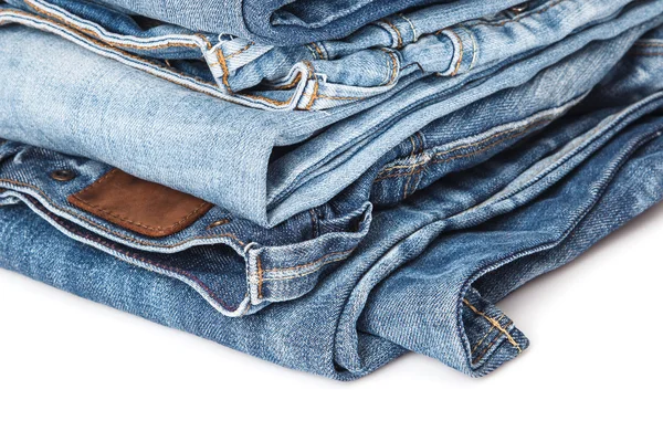 Pilha de Jeans Azul — Fotografia de Stock