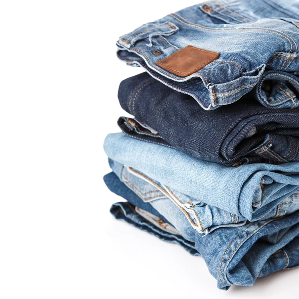 Pilha de Jeans Azul — Fotografia de Stock