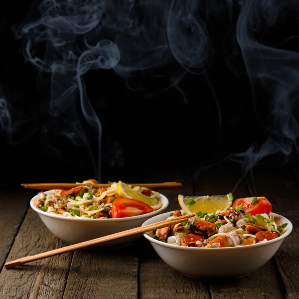 Noodles with seafood Royalty Free Stock Images