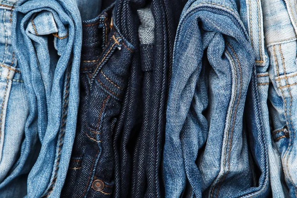 Stack of blue jeans — Stock Photo, Image