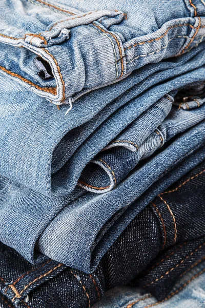 Stack of blue jeans — Stock Photo, Image