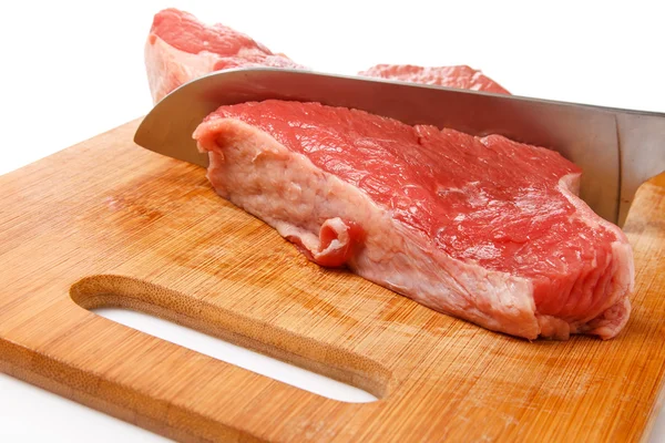 Knife and meat — Stock Photo, Image
