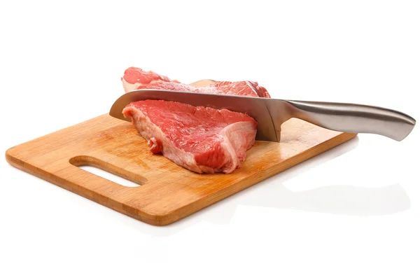 Knife and meat — Stock Photo, Image