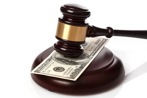 Gavel and banknotes — Stock Photo, Image