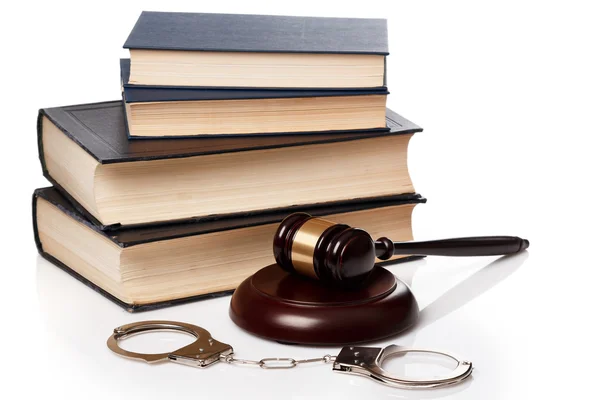 Gavel, books and handcuffs — Stock Photo, Image