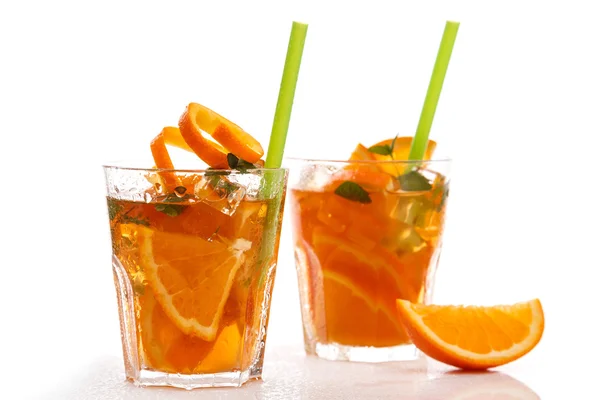 Refreshing lemonade with oranges and mint — Stock Photo, Image