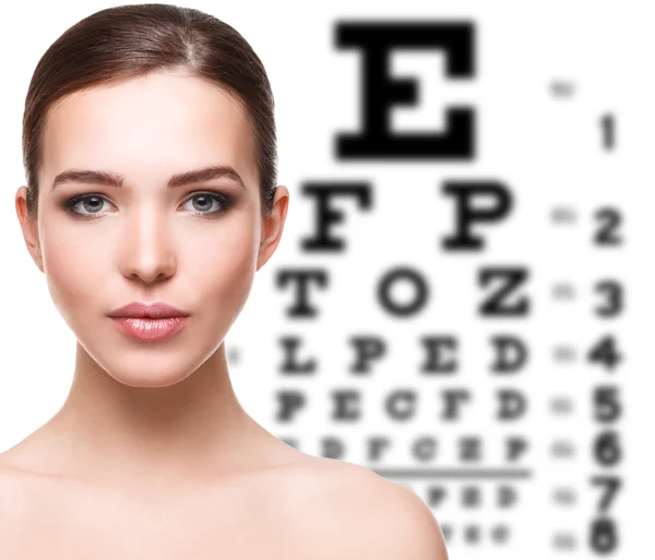 Woman and eye chart — Stock Photo, Image