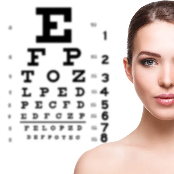 Woman and eye chart — Stock Photo, Image