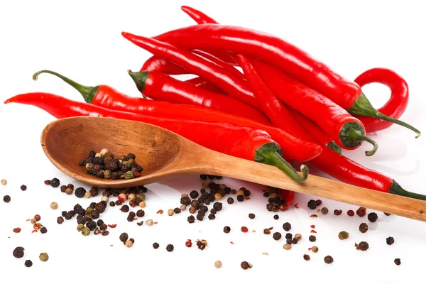 Red chili and dried pepper seeds — Stock Photo, Image