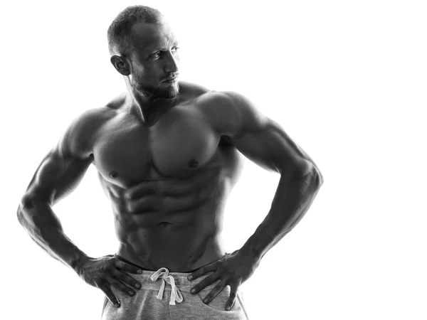 Jovem muscular cara no branco fundo — Fotografia de Stock