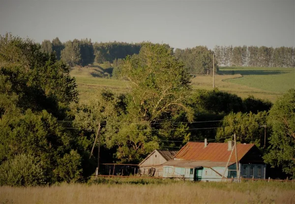 Gammalt Trähus Träd Byn — Stockfoto