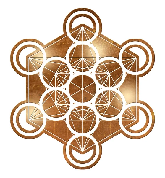 Metatron κύβος γεωμετρία ιερό χρυσό χαλκού πλατωνική — Φωτογραφία Αρχείου