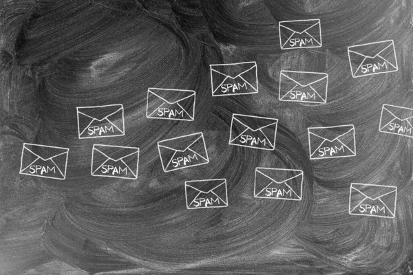 Spam Spam Enveloppen Getekend Krijt Schoolbord Stockfoto