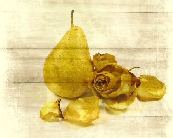 Pear with refines rose — Stock Photo, Image