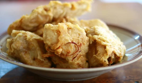 Tofu Frito Tahu Isi Goreng Plato Alimentos Tradicionales Indonesios — Foto de Stock