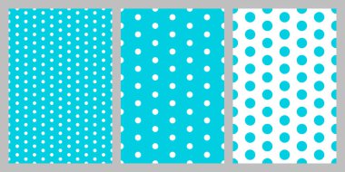 Nokta deseni ayarlandı. Bebek geçmişi. Mavi benekli, noktasız desen. Vektör