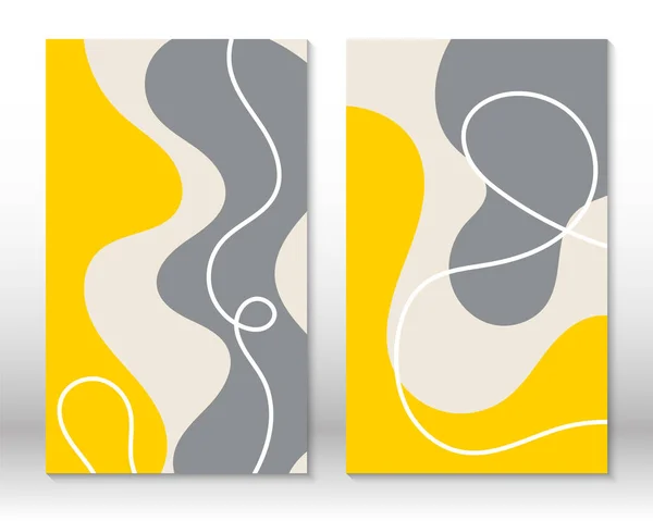 Amarillo, colores grises. Pintura abstracta moderna. Conjunto de formas geométricas fluidas. Acuarela dibujada a mano efecto formas. Diseño de decoración para el hogar. Impresión de arte moderno. Diseño contemporáneo. — Vector de stock