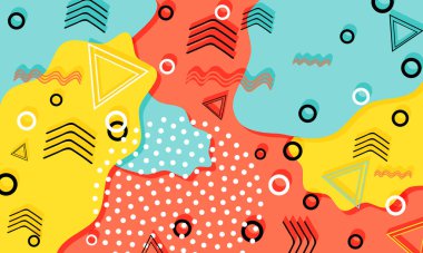 Memphis Düzeni. Eğlenceli bir arka plan. Hippi tarzı 80 'ler-90' lar. Eğlenceli desen.