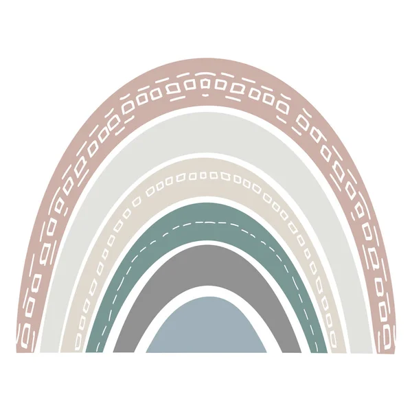 Скандинавская милая радуга изолирована на белом фоне. Детский рисунок для детского сада. Ручной рисунок. Скандинавский дизайн. Вектор. — стоковый вектор
