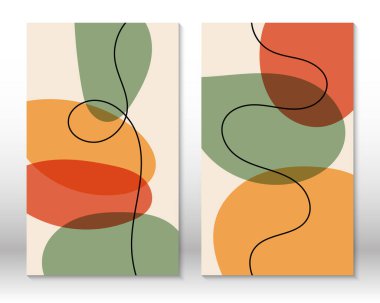 Modern soyut resim. Sıvı geometrik şekiller kümesi. El yapımı suluboya efekt şekilleri. Ev dekorasyonu. Modern sanat baskısı. Çağdaş tasarım.