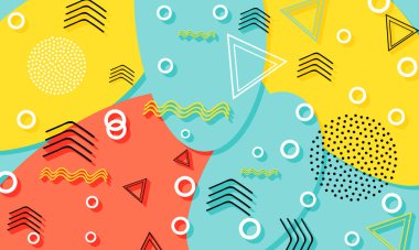 Memphis Düzeni. Eğlenceli bir arka plan. Hippi tarzı 80 'ler-90' lar. Eğlenceli desen.