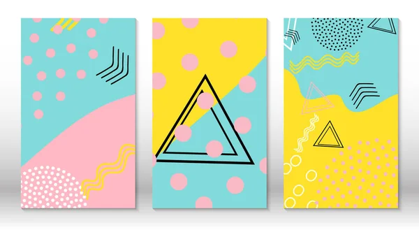 Conjunto de padrões divertidos doodle. Estilo Hipster dos anos 80-90. Elementos Memphis. Fluido rosa, azul, cores amarelas. Vetor —  Vetores de Stock