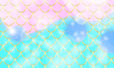 Princess background. Magic stars. Gold scales. Fairy pattern. Fantasy galaxy. Vector