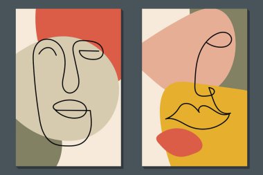 Modern soyut sanat yüzü. Minimum şekil ve çizgiler. Ev dekorasyonu. Elle çizilmiş suluboya efektleri şekiller ve çizgi sanat yüzleri. Boho tasarımı.