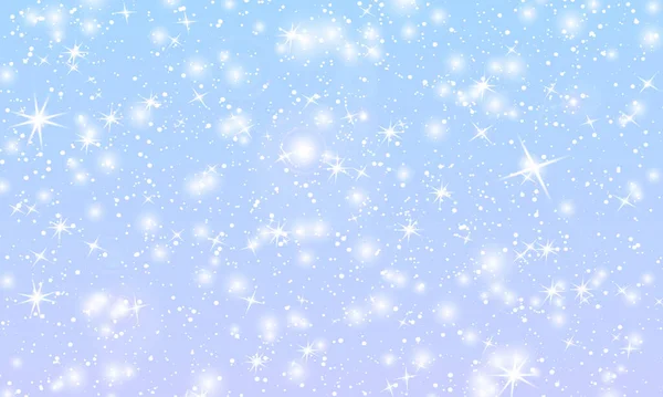 Schnee im Hintergrund. Winterlicher Schneefall. Weiße Schneeflocken am blauen Himmel. Schneefall. — Stockvektor