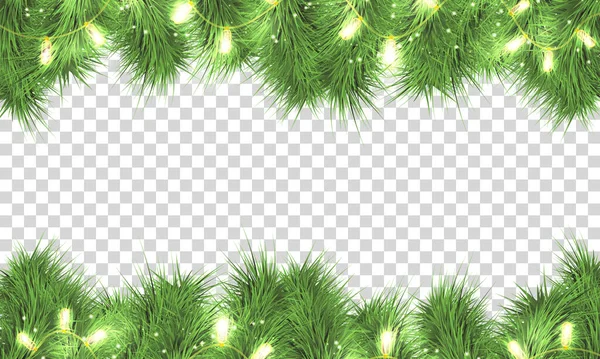 Weihnachtsbaumzweige, Lichter, Girlanden. Vektorgrafiken