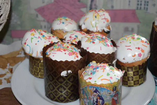 Pasteles Pascua Pan Del Cielo Decir Salvador Está Siempre Con —  Fotos de Stock