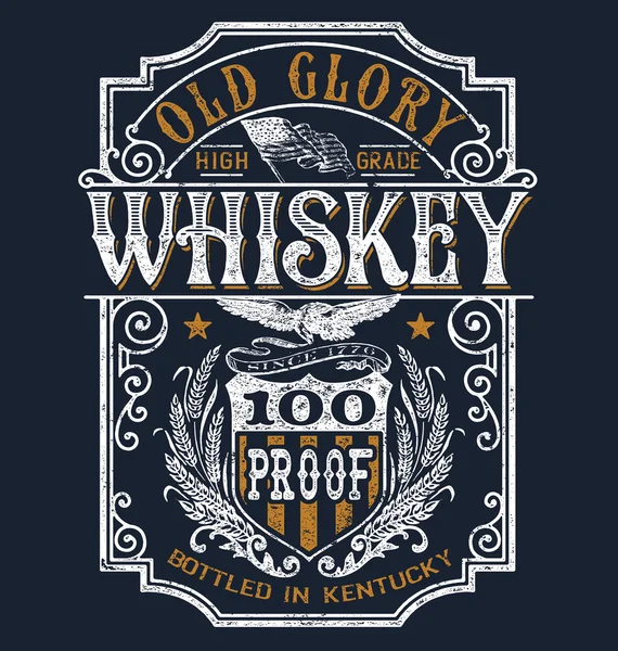 Vintage Americana Whiskey Label T-shirt Gráfico — Vetor de Stock