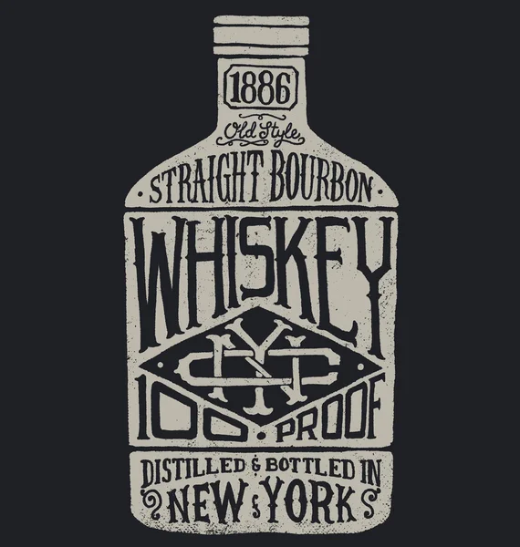 Whiskey bottle with vintage typography — Stock Vector