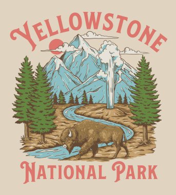 Yellowstone Ulusal Parkı Bison Dağı Gayzer Sahnesi