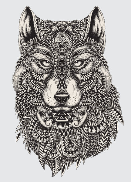 Highly detailed abstract wolf illustration