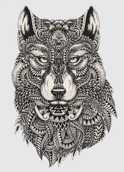 Mycket detaljerade abstrakt wolf illustration Stockillustration
