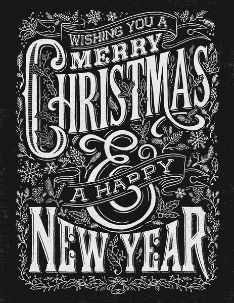 Vintage Christmas and New Year Chalkboard Typography Lockup — Stock Vector