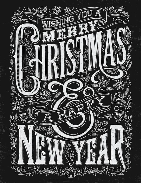 Vintage jul och nyår Chalkboard typografi fängsel Stockvektor