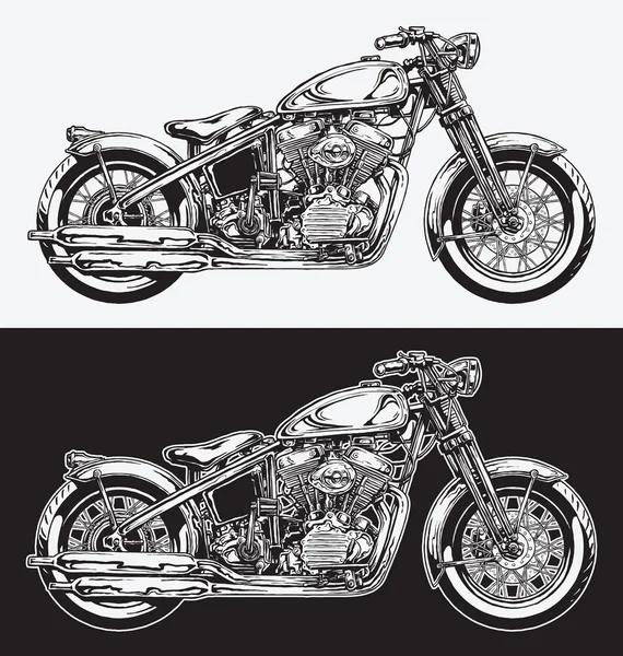 Hand Inked motorcykel — Stock vektor