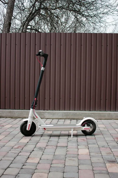 Electric Scooter New Way Travel Technology White Scooter Transport — Stock Photo, Image