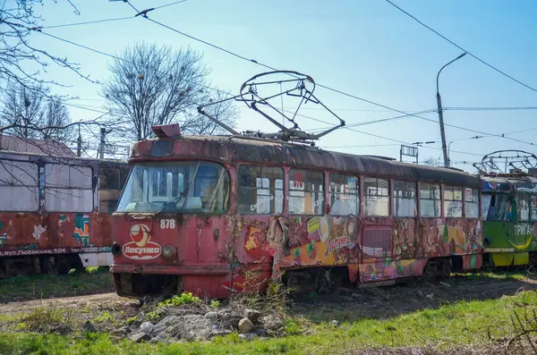 Lviv Ucrânia Abril 2019 Tram Tatra T4Su 878 Kaliningrado 271 — Fotografia de Stock