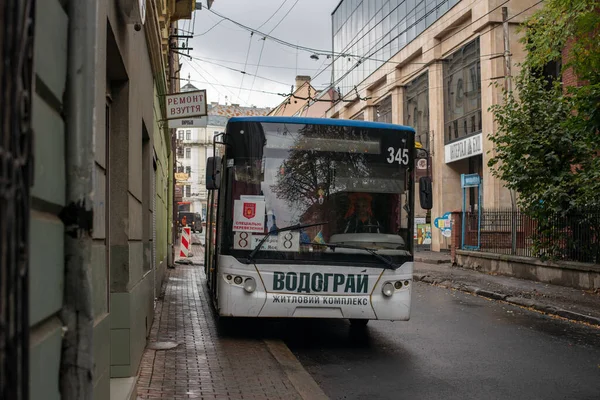 Чернивци Украина Октября 2020 Года Троллейбус Laz E183 345 Езда — стоковое фото