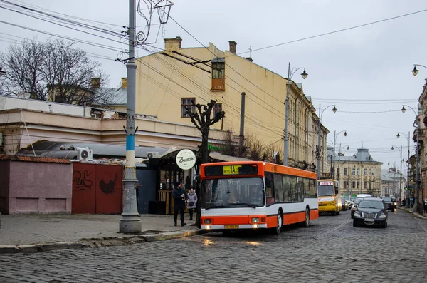 Chernivtsi Ukraine December 2019 Bus Man A10 Nl202 Riding Passengers — Stock Photo, Image