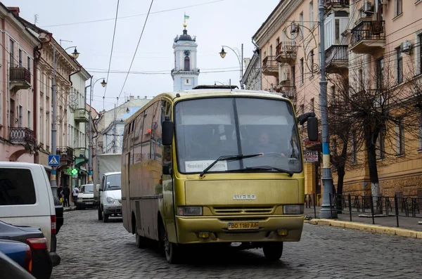 Chernivtsi Ucrania Diciembre 2019 Autobús Unvi Xeito Iveco Cabalgando Con —  Fotos de Stock